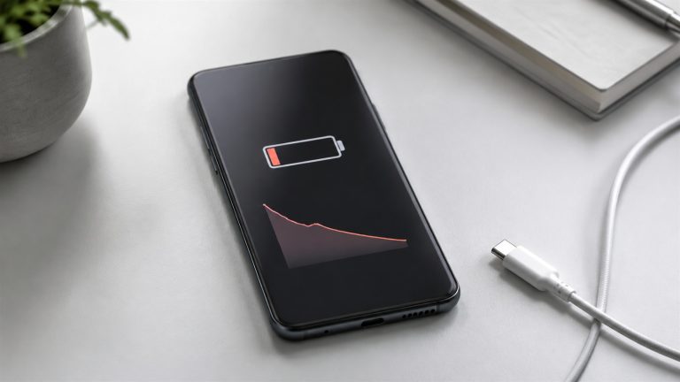 Telefon z szybko rozładowującą się zużytą baterią