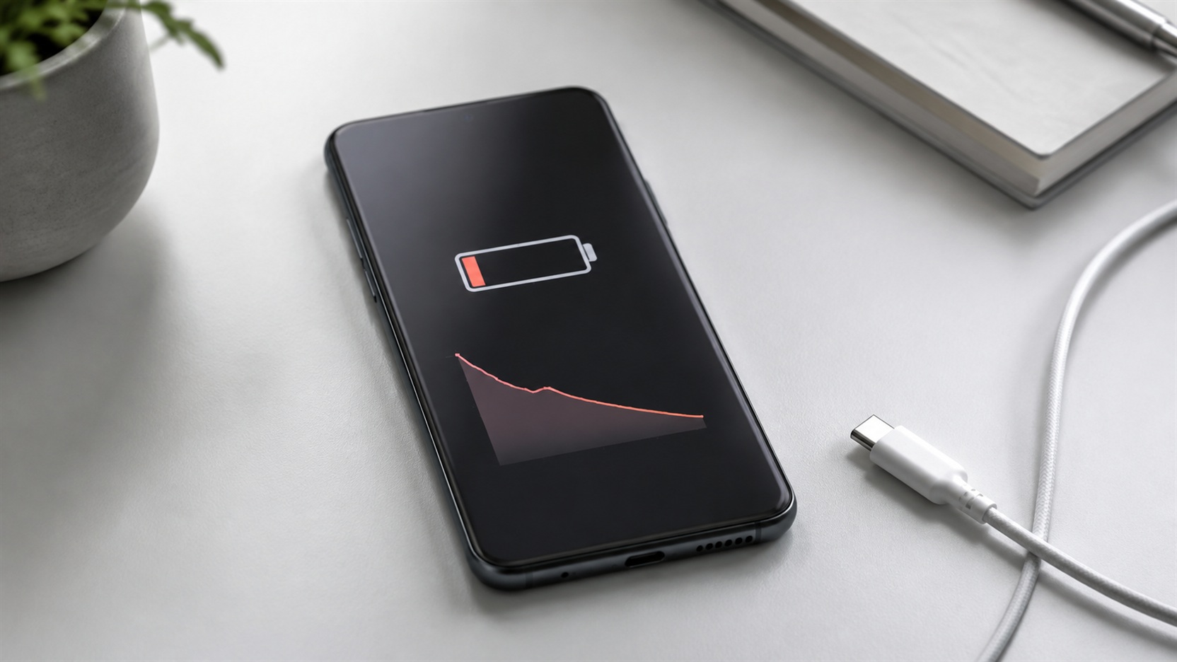 Telefon z szybko rozładowującą się zużytą baterią